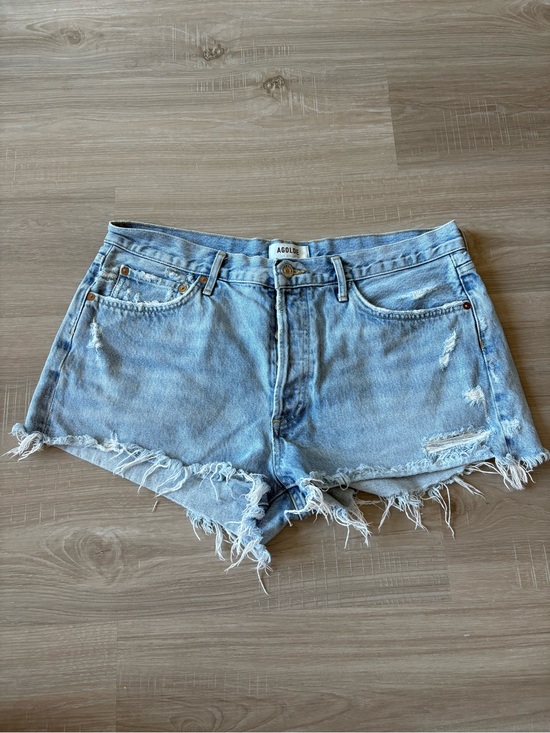 Agolde Pants - Agolde Light Wash Frayed Hem Denim Shorts